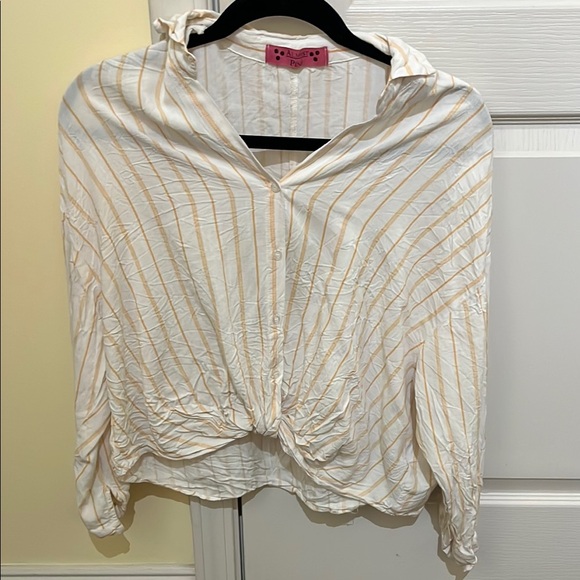 Striped Button-Up Women's Top - Picture 1 of 5